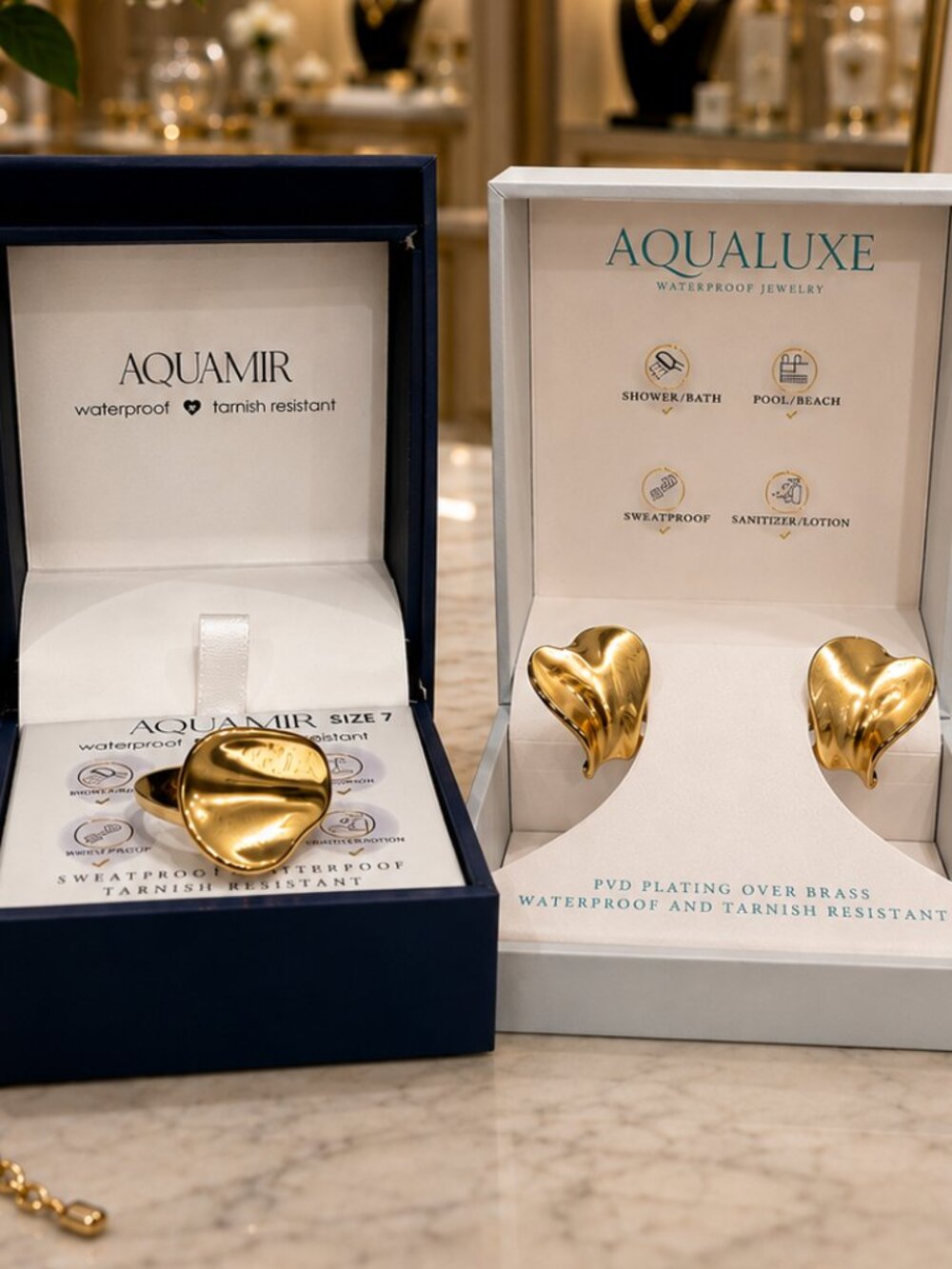Sculptural Gold Heart Ring & Earrings Jewelry Gift Set